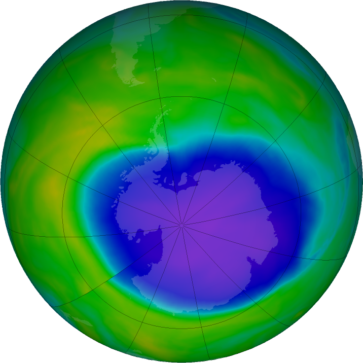 Antarctic ozone map for 04 November 2020